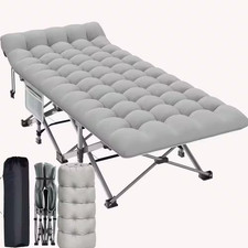 XXL Folding Camping Cot, 900LBS Capacity, Heavy Duty Sleeping Bed with Pillow, M