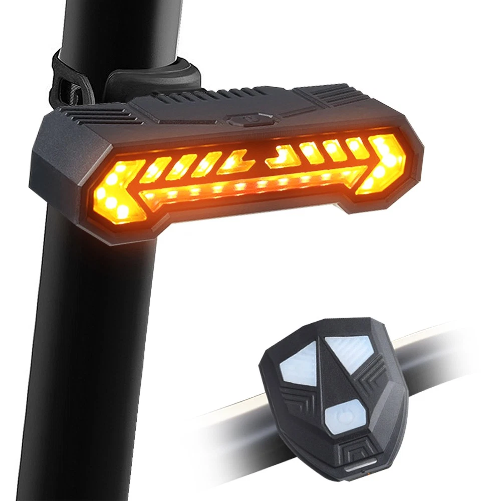 Wireless Bicycle Turn Signal Light Indicator LED Bike Rear Tail + Remote Control