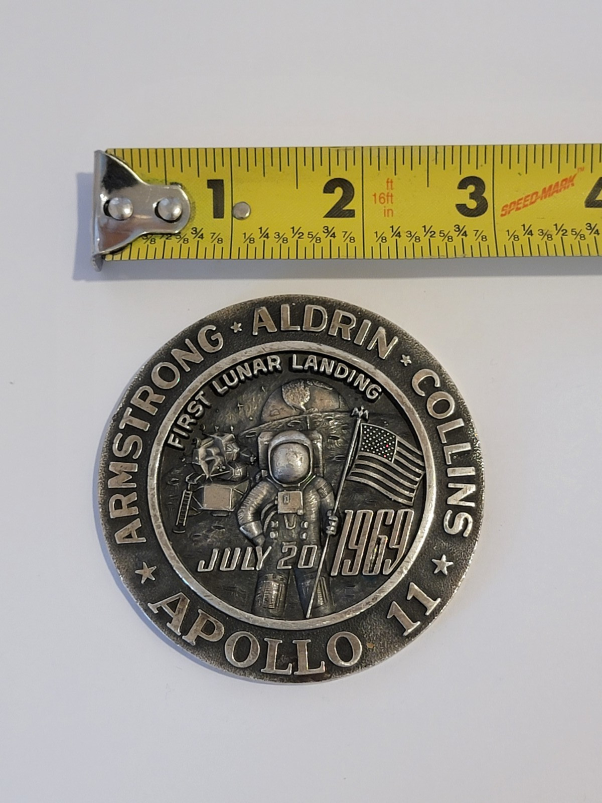 Rare Nasa Issued 1969 Apollo 11 Large 76Mm Silver Medal By Lg Balfour -Zbi
