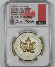 2023 Canada $20 Maple Leaf Ult High ReIief NGC Rev PF 70 1oz Silver/Gilt 1st Rel