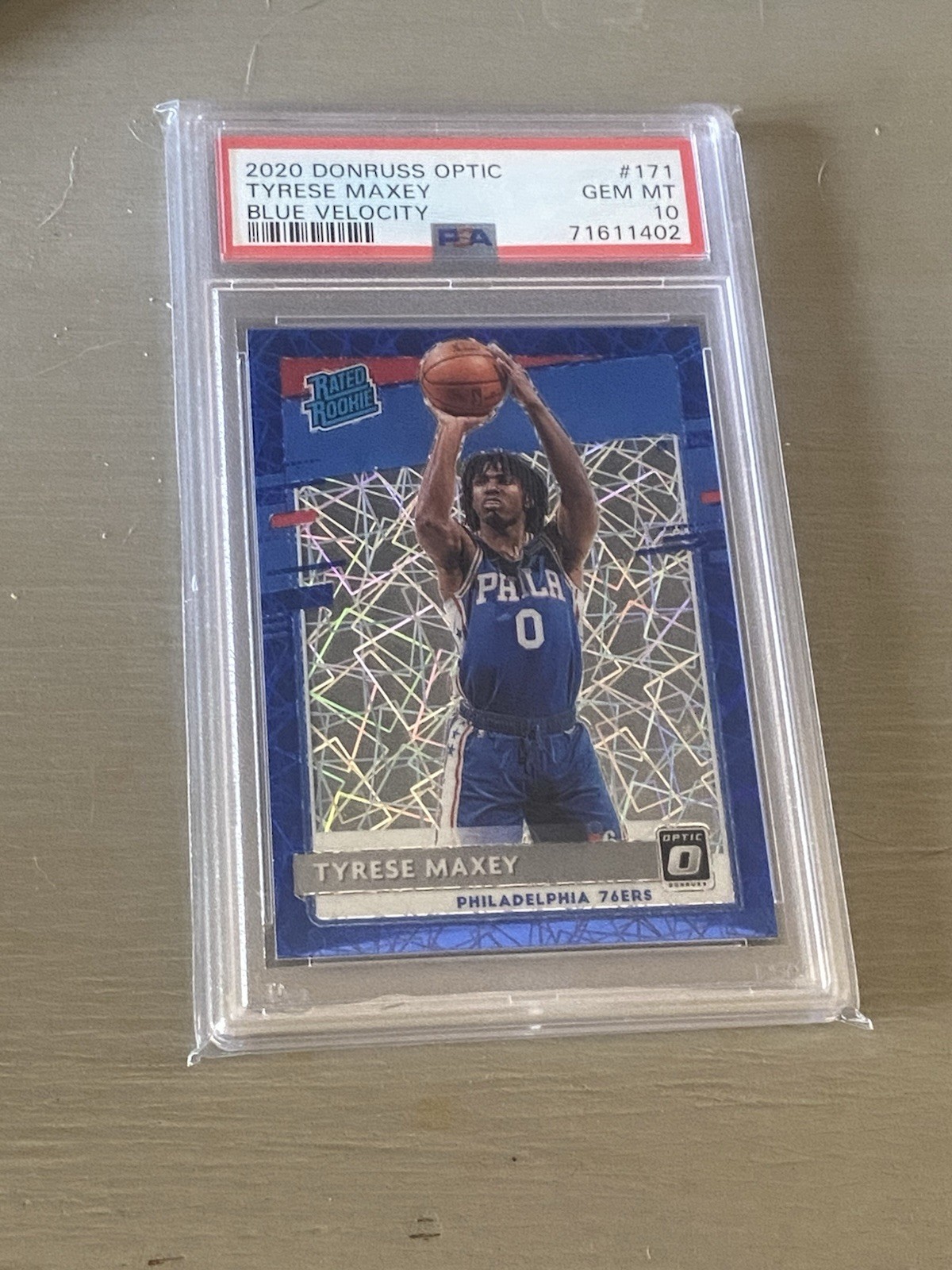 Panini Donruss Optic 2020-21 Tyrese Maxey Blue Velocity Prizm RC #171 PSA 10