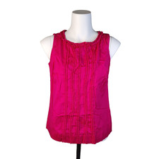 ALFANI Bright Pink Sleeveless Side Zip Size 2 Spring Summer Shirt Ruffle Detail