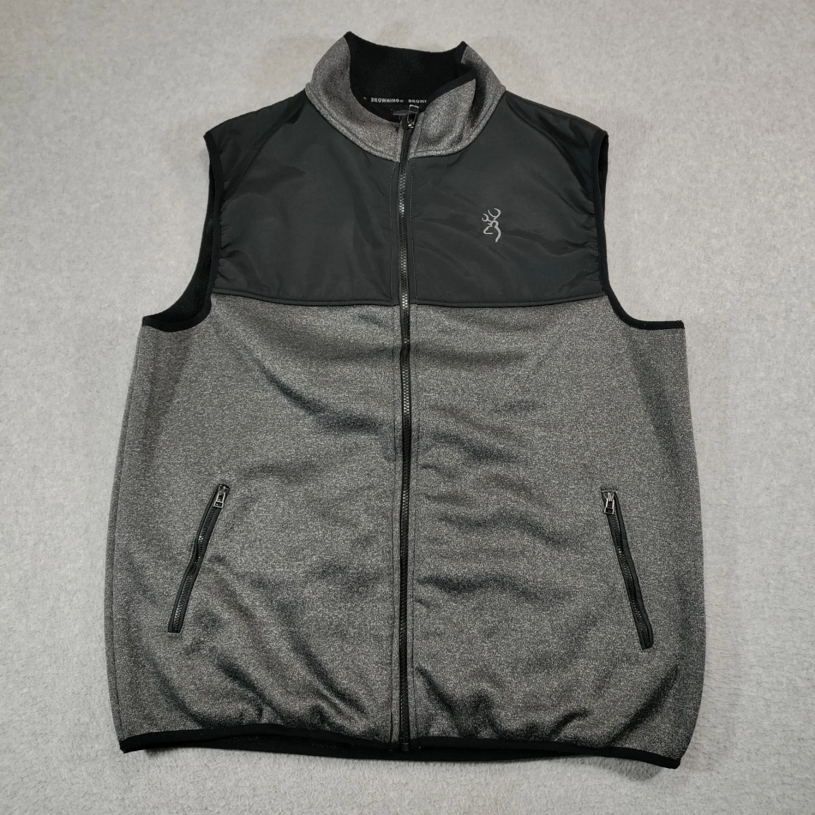 Browing Vest Mens XL Black Gray Maverick Softshell Full Zip Fleece Outdoor
