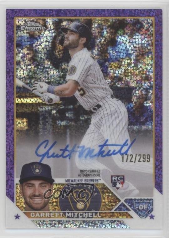 2023 Topps Chrome Update Purple Speckle Refractor /299 Garrett Mitchell Auto RC