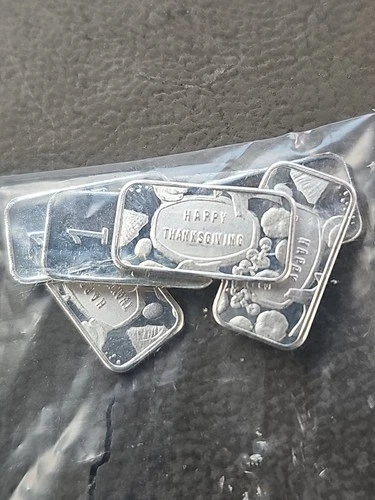 1 Gram Silver Art Bar Happy Thanksgiving. .999 Fine Silver