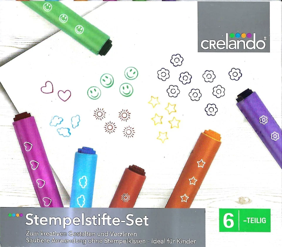 Stempelstifte-Set 6- Teilig - Neu & OVP von Crelando - ab 3 Jahren