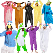 Adults Animal Pyjamas Onesize Hooded All In One Jumpsuit Fleece Cosplay Cartoon