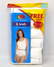 New Fruit of the Loom Womens Size 9 White 100 Cotton 7 Pairs Briefs Label Free