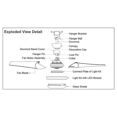 Vaxcel - Odell 1-Light Ceiling Fan in Contemporary Style 14 Inches Tall and 52 - Picture 4 of 4