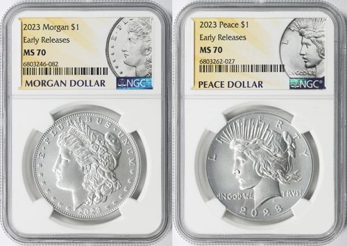 2023 $1 Morgan & Peace Dollar NGC MS70 Early Releases