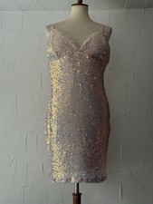 Fashion Nova Sequin Mini Dress Pink Blush Sz 1X Lined Self Bra Adjust Straps NWT