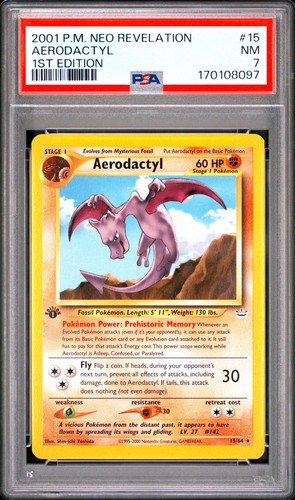 2001 POKEMON NEO REVELATION #15 AERODACTYL 1ST EDITION PSA 7
