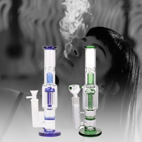 8"  Mini Glass Bong Hookah Blue Shisha Water Smoking Pipe With Diffused Stem