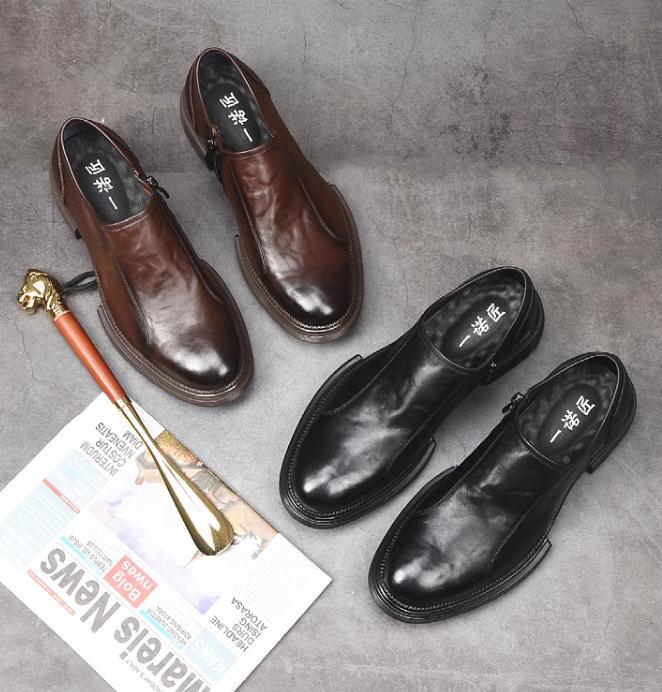 SAOLA Scarpe da sposa Oxford da uomo con cerniera laterale britannica in pelle slip on nuove