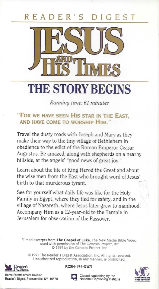 Reader's Digest - Jesus And His Times - 3 Volume Video VHS Tape Box Set - Image 3 of 4