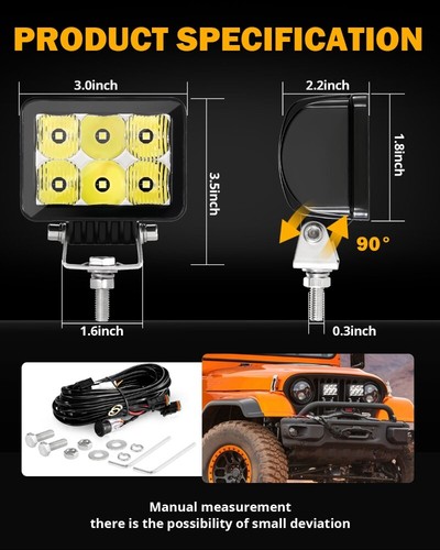 AUXBEAM 3"Inch LED Work Light Square Pods Spot Flood OffRoad Lights Truck SUV - Bild 9 von 12
