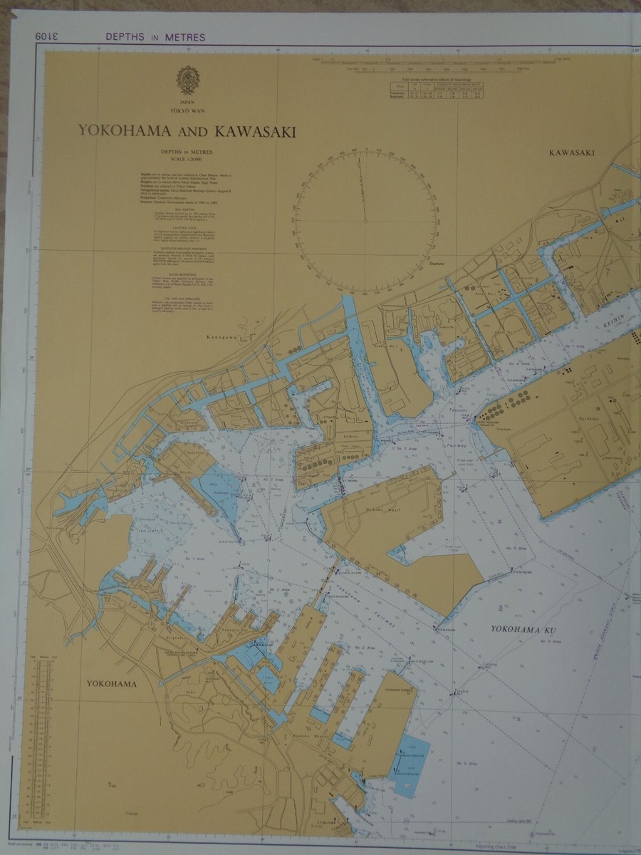 Marine Map / Yokohama And Kawasaki - Japan - Tokyo Bay | eBay