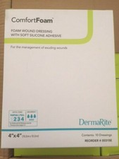 Dermarite Industries Comfort Foam, Foam with Silicone 4x4, 10 Count Exp 02/2023