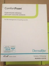 Dermarite Industries Comfort Foam, Foam with Silicone 4x4, 10 Count  Exp 02/2023