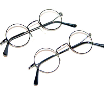2 READING GLASSES Round retro compact design light metal frame reader power+1.25