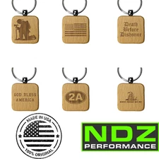 Keychain Custom Engraved Wood Patriotic Themed Christmas Gift for Men USA