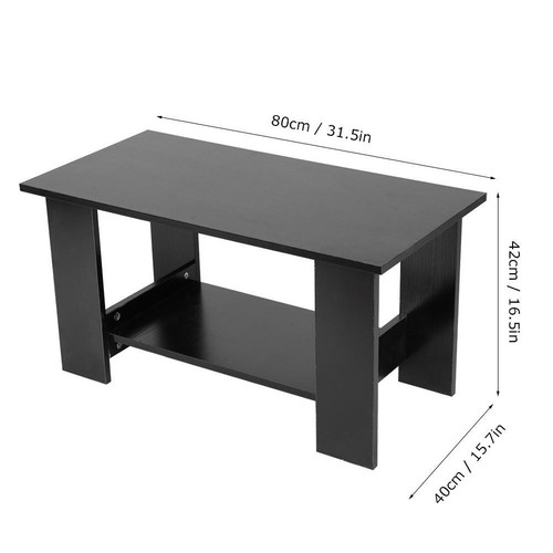 Modern Coffee Table Living Room Tea Side End Desk With Lower Storage Shelf Black - Picture 3 of 11