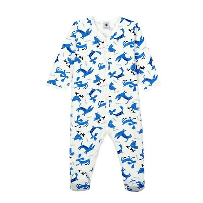 Petit Bateau Baby Strampler weiß mit Tier Print in Größen 3-18 Monate