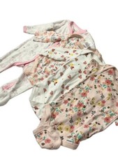 Baby Girls Romper Sleep and Play Bundle 3-6 mos Floral Gold Elephants Apples