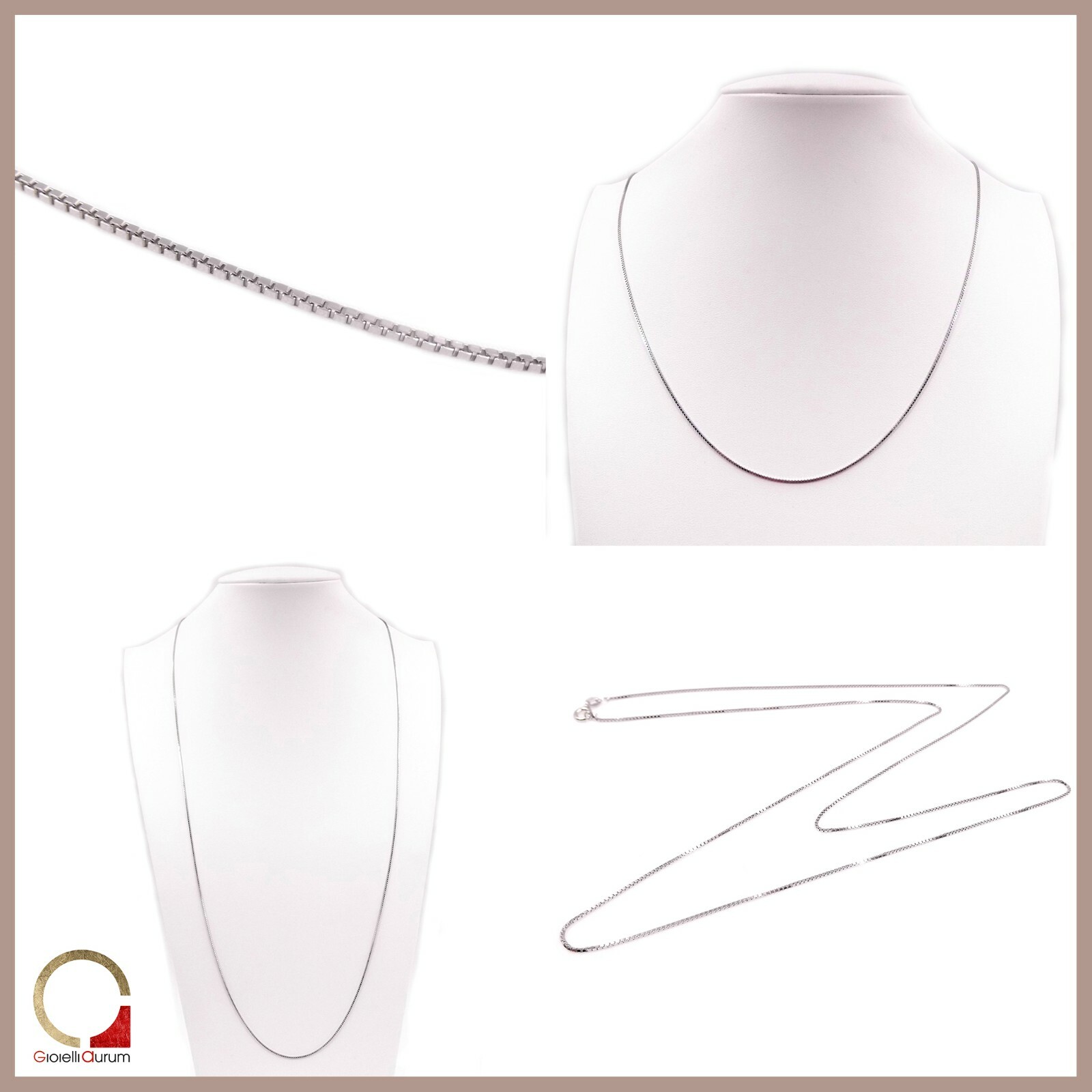 Collar de Plata Cadena Veneciana Largo De Hombre o Mujer para Alérgicos