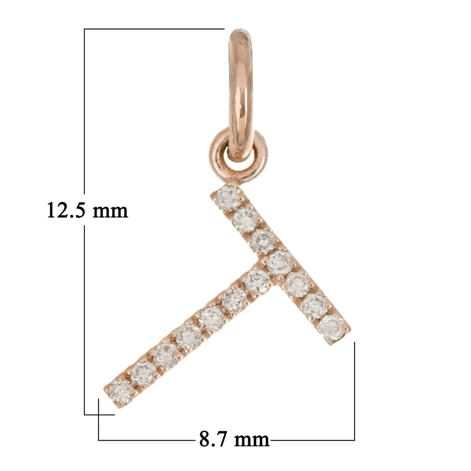 14k Yellow White or Rose Gold Diamond Initial Letter T Charm Pendant - Image 4 of 4