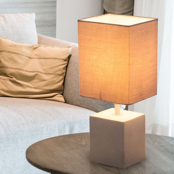 Nacht Schreib Tisch Leuchte Textil Grau Beton Wohn Zimmer Beleuchtung Lese Lampe-image