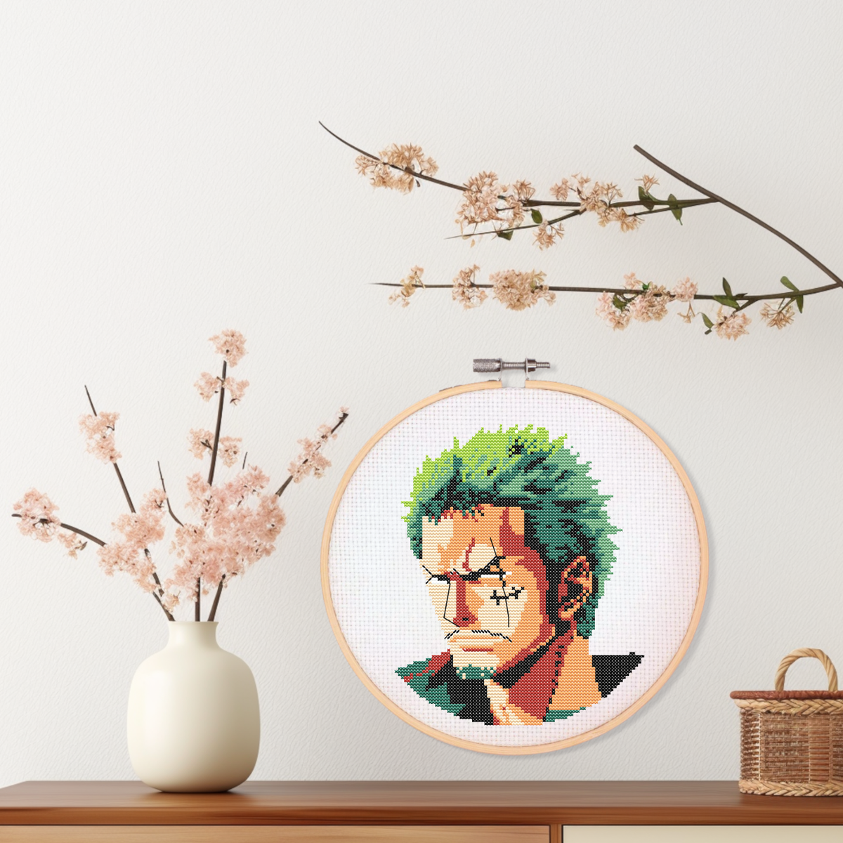 Roronoa Zoro one Piece anime Cross Stitch needlepoint kit 14 count