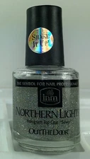 INM Northern Lights Silver Hologram Top Coat, Fast Drying, 1/2 Ounce