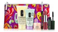 CLINIQUE 7pc GIFT SET w/ Love Pop Lipstick, All About Eyes, Liquid Facial Soap