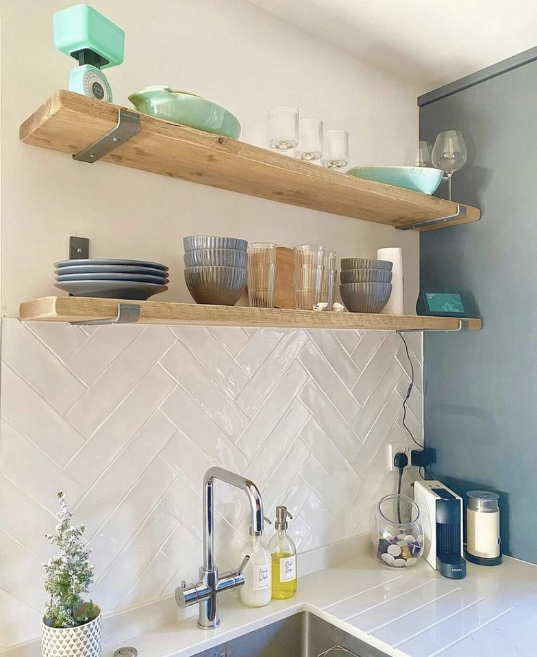 Scaffold Board Rustic Shelf | Wooden Handmade Shelves | Wall Hanging - Image 3 of 4