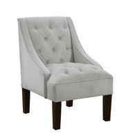 Skyline Furniture Tufted Swoop Arm Chair In Velvet Light Grey, New, Free Shippin on sale Skyline Furniture Tufted Swoop Arm Chair In Velvet Light Grey, New, Free Shippin on sale