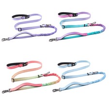 6-in-1 Hands-Free Dog Leash Adjustable Bungee w/ Shock Absorber  Seatbelt Clip