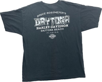 Harley Davidson T Shirt Mens XL Black Daytona FL Cyber Skulls Flag 2010
