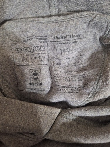 Patagonia Mens Uprisal Cotton Blend Gray Bison Hooded Sweatshirt Hoodie Size M - Picture 7 of 7