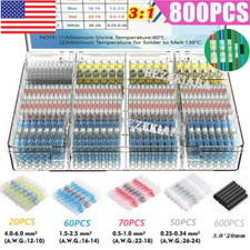 800pcs Waterproof Solder Seal Sleeve Butt Terminals Heat Shrink Wire Connectors