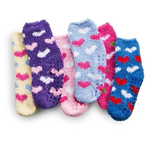 6 Pairs Warm Fuzzy Socks for Kids with Grippers - Non Skid Slipper Socks for ... - Picture 9 of 9