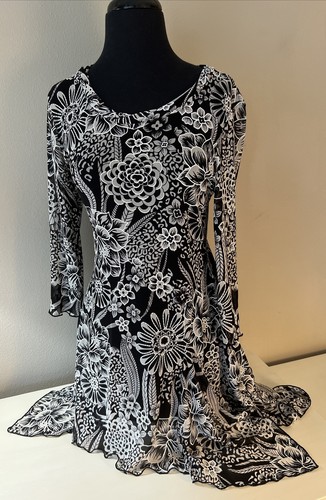 COCO and CARMEN Women's Swim Cover Up Dress Size Small/Med Black Gray Sheer