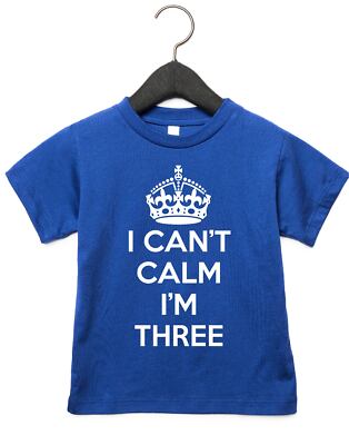 Kinder T-Shirt 3. Geburtstag I Can't Keep Calm I'm Three Geschenk Party Mädchen Jungen