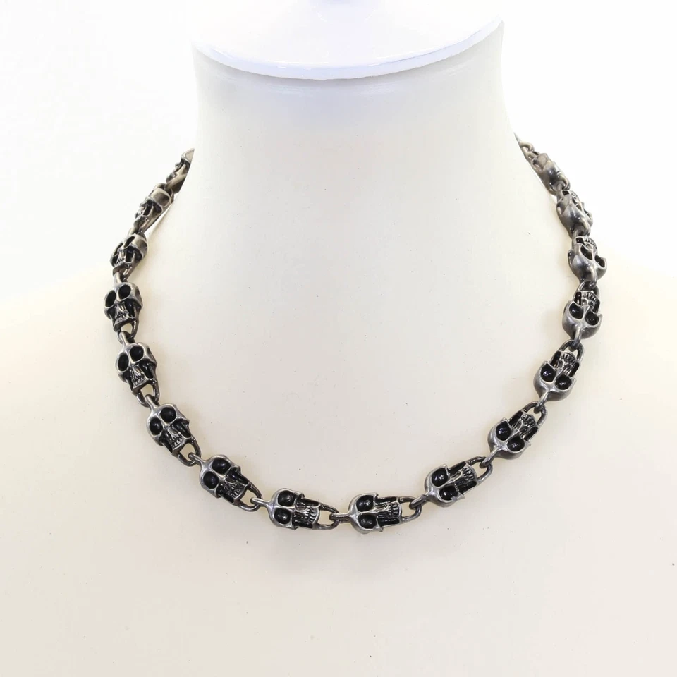 银骷髅吊坠项链头骨链项链朋克哥特摇滚 - 21 — 第 2/3 张图片