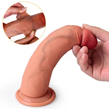 Liquid Silicone Realistic Huge Dildo Cock Suction Cup Skin Soft Women Sex Toys