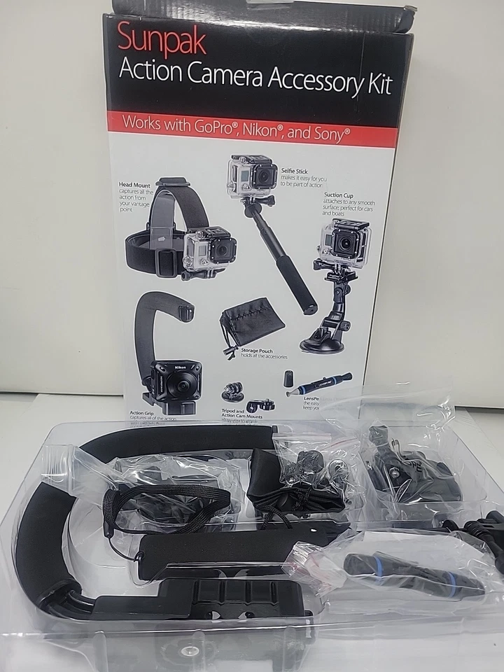 Sunpak Action Camera Accessory Kit - 8 Piece Set Go-Pro Nikon and Sony NEW - Image 4 of 4