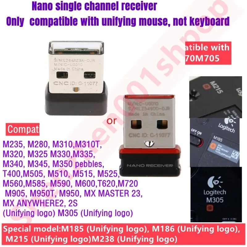 Wireless Dongle Empfänger USB Adapter für Logitech Unifying Mouse M235 M280 M310