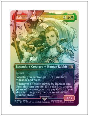 1x Balthier and Fran - 0393, Foil Borderless Art, Final Fantasy, MTG NM