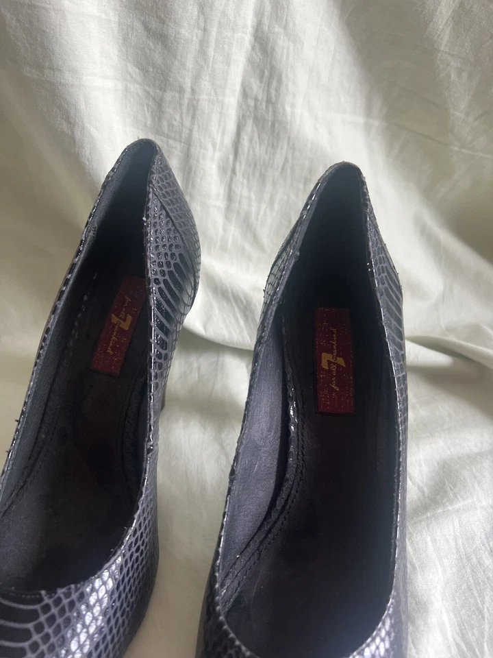 Salto 7 For All Mankind tamanho 7.5 couro slip on 4” #T2 - Imagem 3 de 4