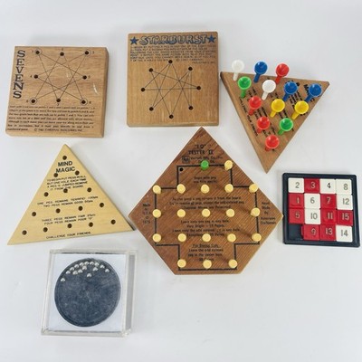 7 VTG Cardinal Reiss PEG & WOOD Brain Puzzler Games Mind Magic Starburst ETC